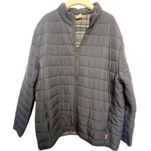 Voyager Quilted Puffer Jacket Navy Plaid Lined Full Zip Mens XXL Winter Ski Snow